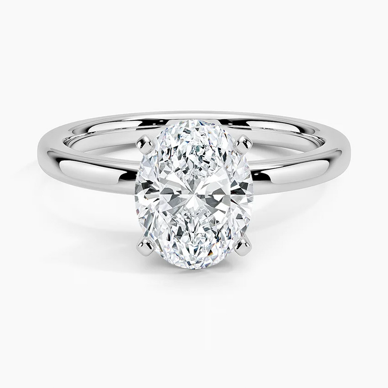 Snowmass Oval lab-grown diamond ring, top view, 2 carat