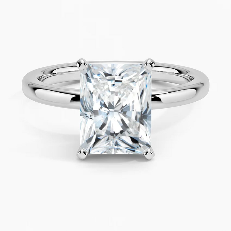 Bar Harbor Radiant lab-grown diamond ring, top view, 2 carat