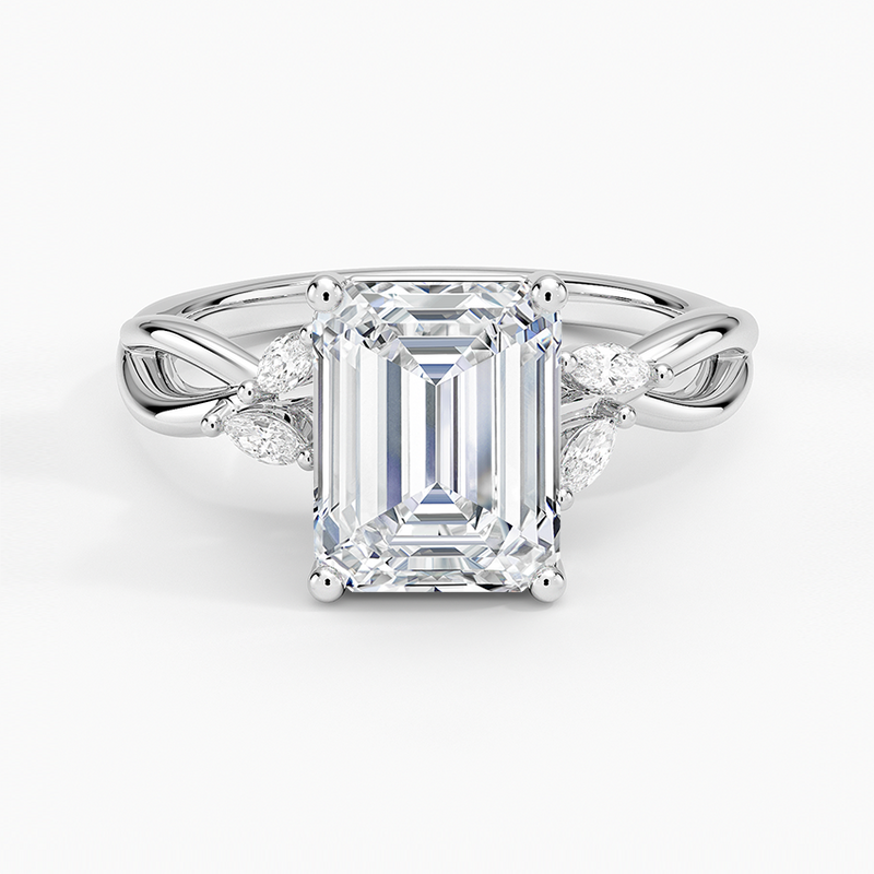 Garda Emerald lab-grown diamond ring, top view, 2 carat