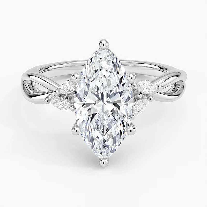 Canmore Marquise lab-grown diamond ring, top view, 2 carat