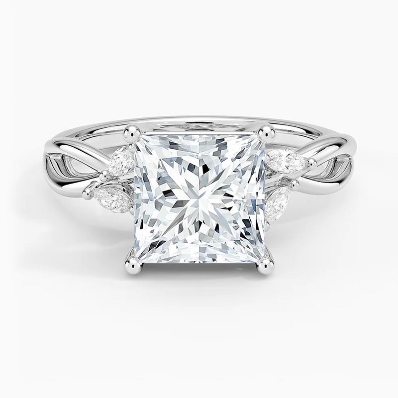 Seaside Princess lab-grown diamond ring, top view, 2 carat