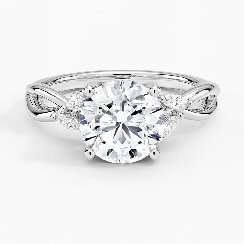 Fern Round lab-grown diamond ring, top view, 2 carat