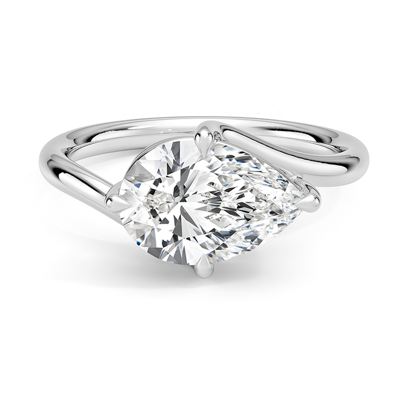 Loreto Pear lab-grown diamond ring, top view, 2 carat