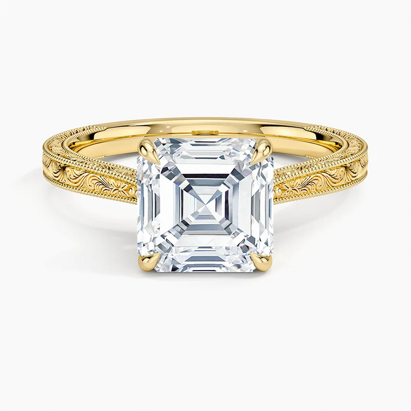 Sage Asscher lab-grown diamond ring, top view, 2 carat