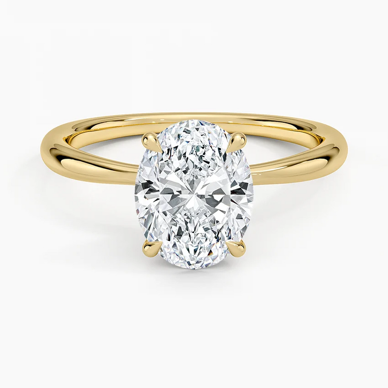 St Lucia Oval lab-grown diamond ring, top view, 2 carat