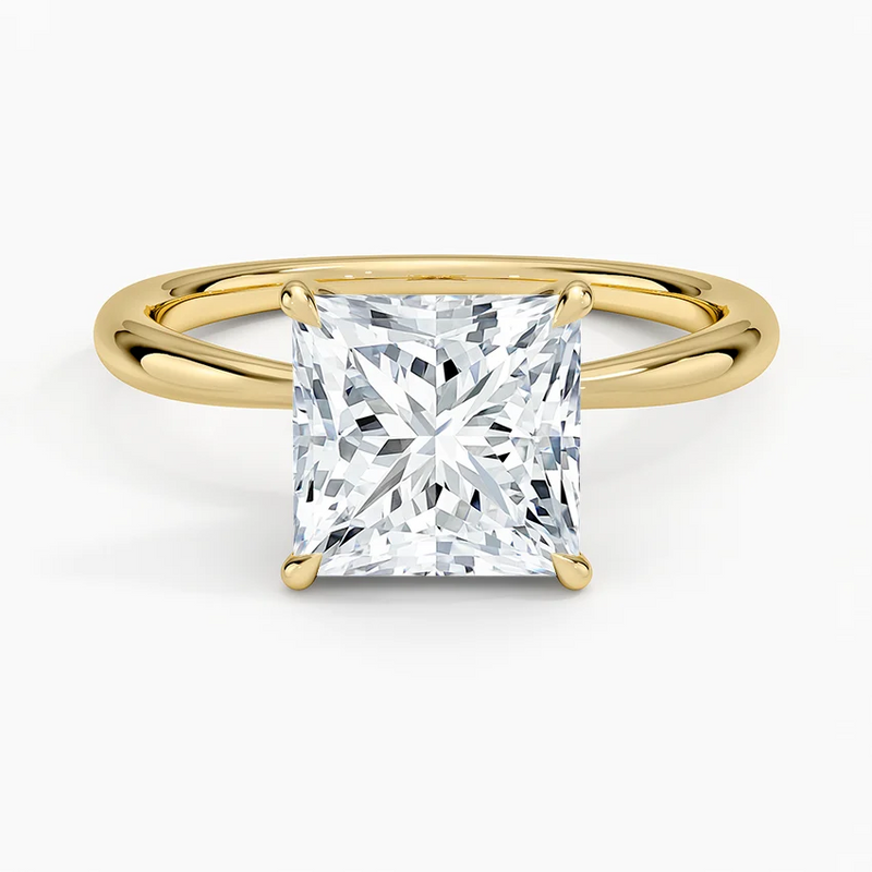 Northport Princess lab-grown diamond ring, top view, 2 carat