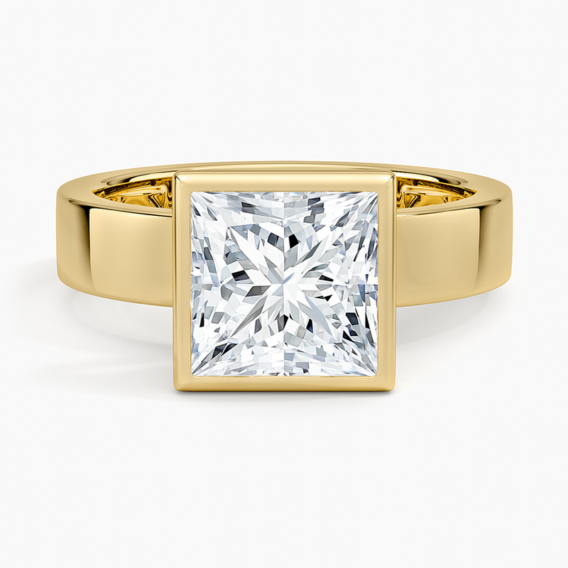 Skylark Princess lab-grown diamond ring, top view, 2 carat