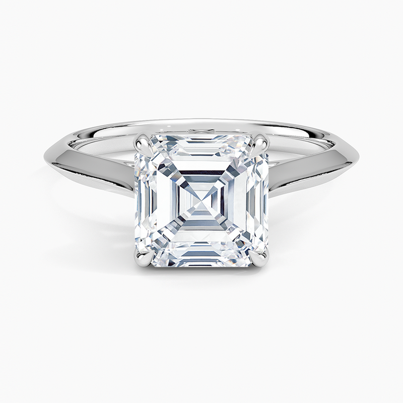 Capitola Asscher lab-grown diamond ring, top view, 2 carat