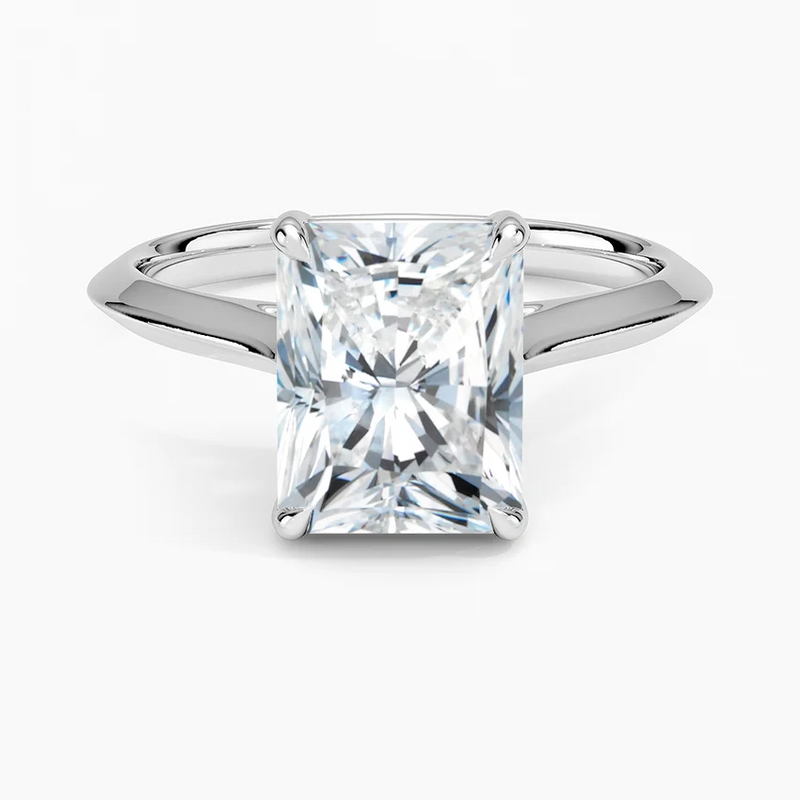 Andros Radiant lab-grown diamond ring, top view, 2 carat