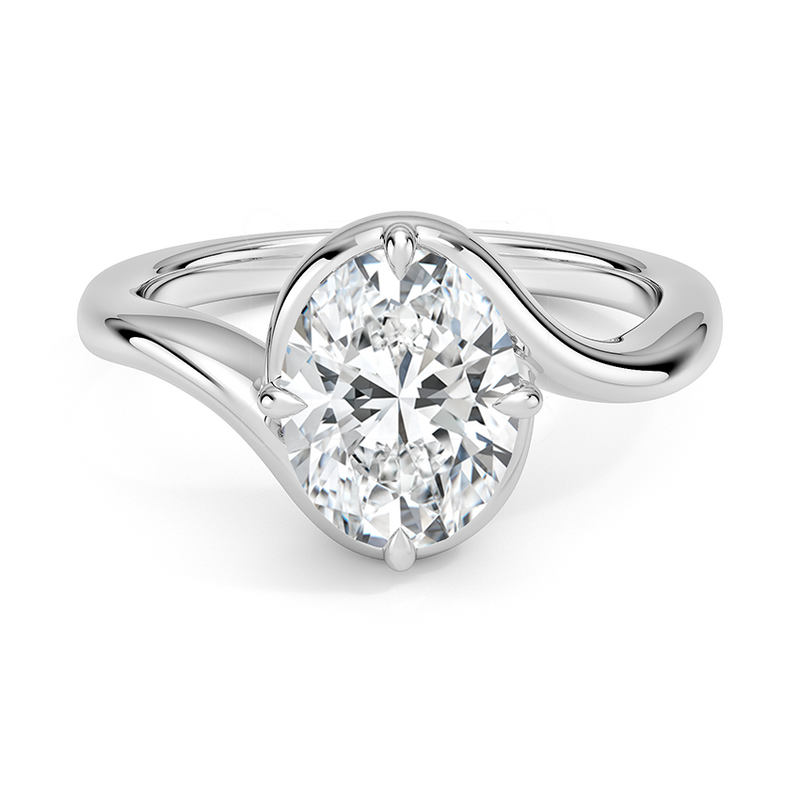 Solstice Oval lab-grown diamond ring, top view, 2 carat