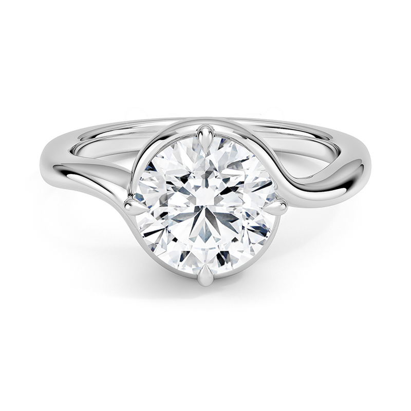Captiva Round lab-grown diamond ring, top view, 2 carat