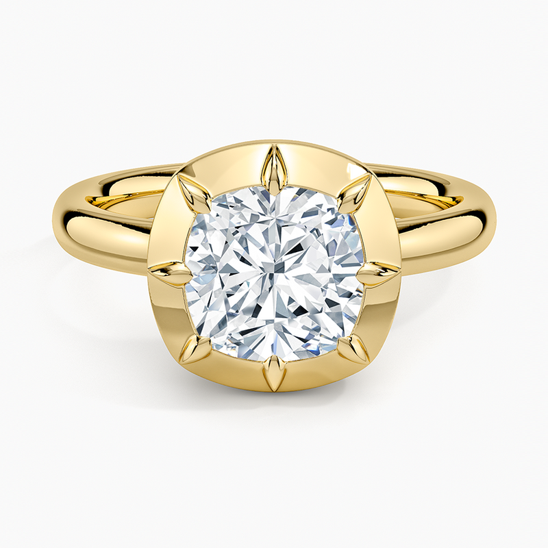 Rain Cushion lab-grown diamond ring, top view, 2 carat