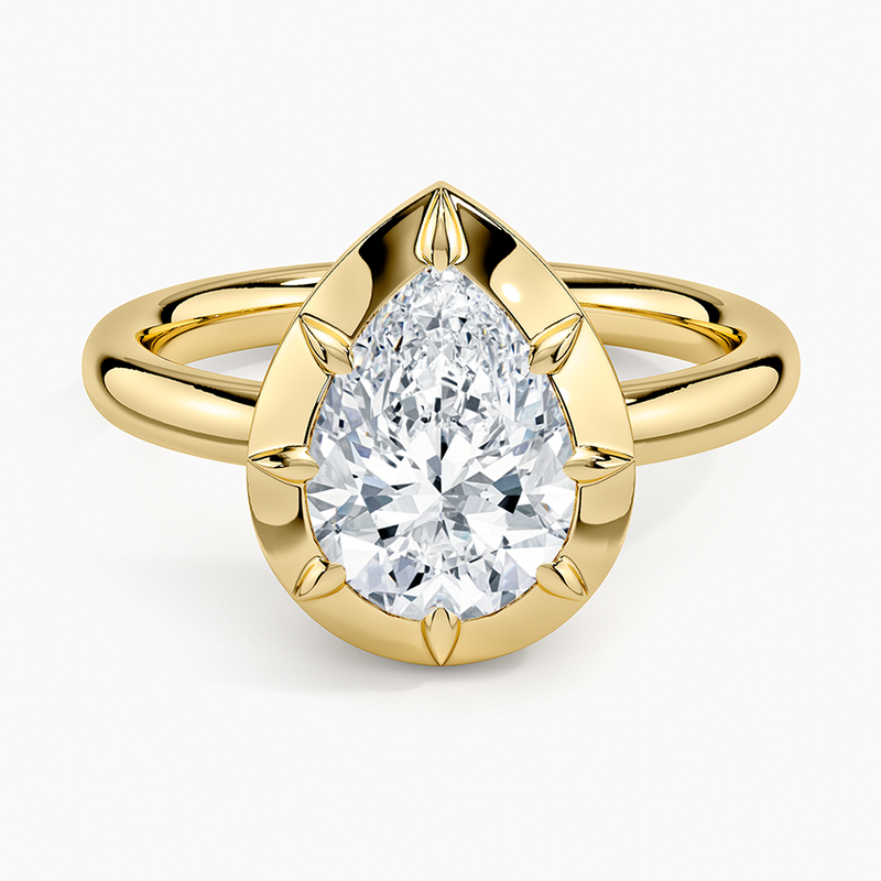 Tide Pear lab-grown diamond ring, top view, 2 carat