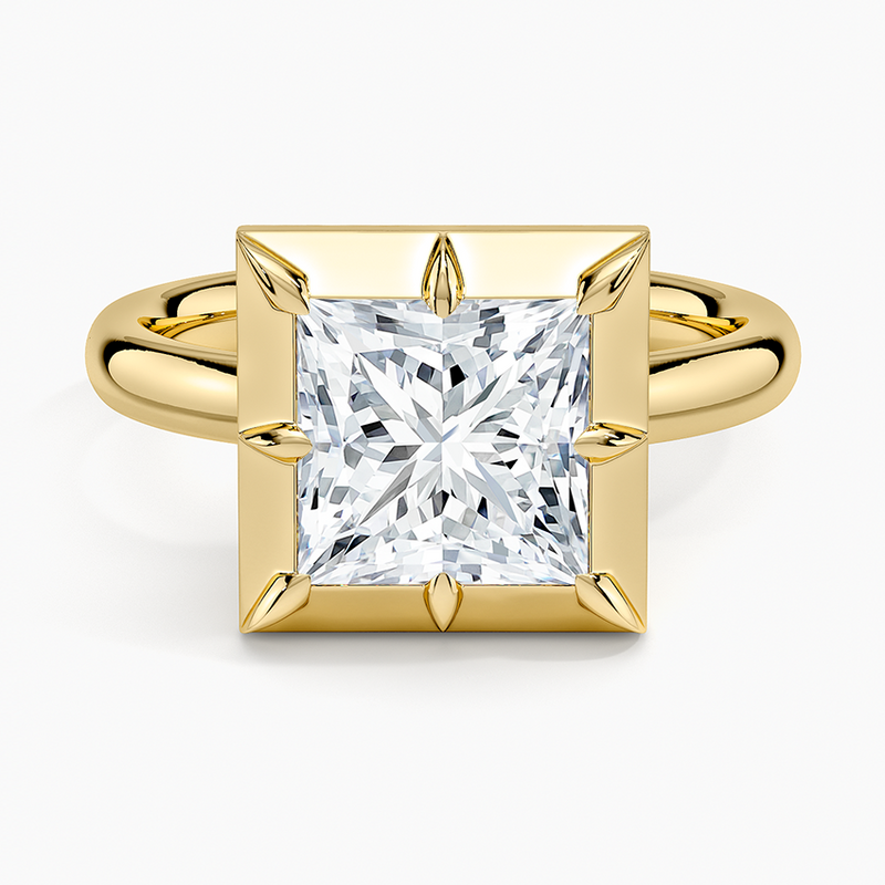 Cove Princess lab-grown diamond ring, top view, 2 carat