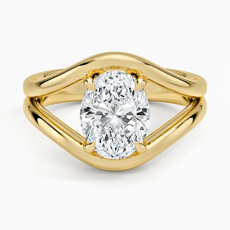 Cloud Oval lab-grown diamond ring, top view, 2 carat