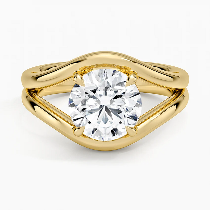 Bandon Round lab-grown diamond ring, top view, 2 carat