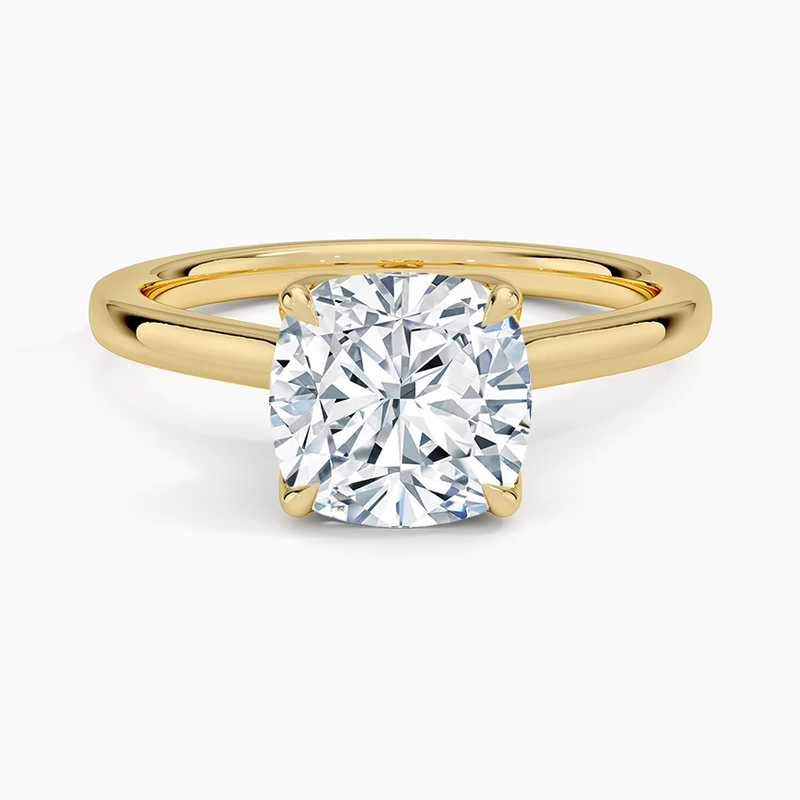 Keystone Cushion lab-grown diamond ring, top view, 2 carat