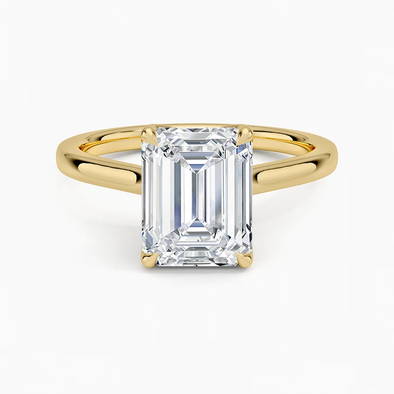 Daylight Emerald lab-grown diamond ring, top view, 2 carat