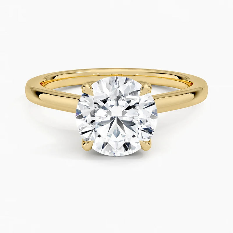 Feather Round lab-grown diamond ring, top view, 2 carat