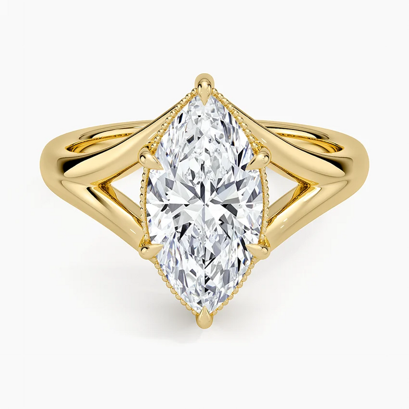 Celeste Marquise lab-grown diamond ring, top view, 2 carat