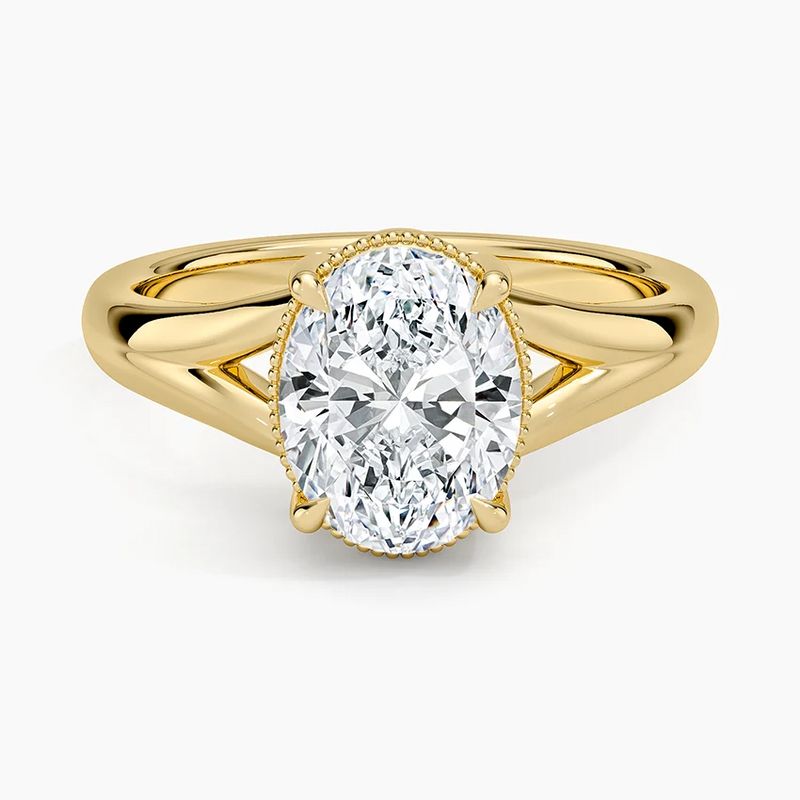 Adeline Oval lab-grown diamond ring, top view, 2 carat