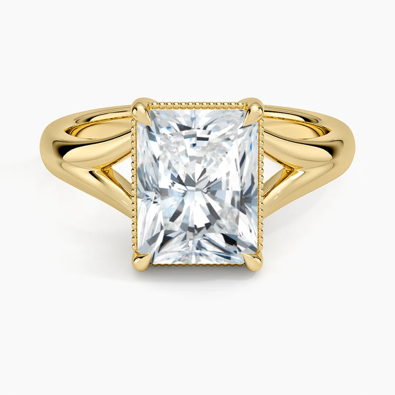 Parma Radiant lab-grown diamond ring, top view, 2 carat