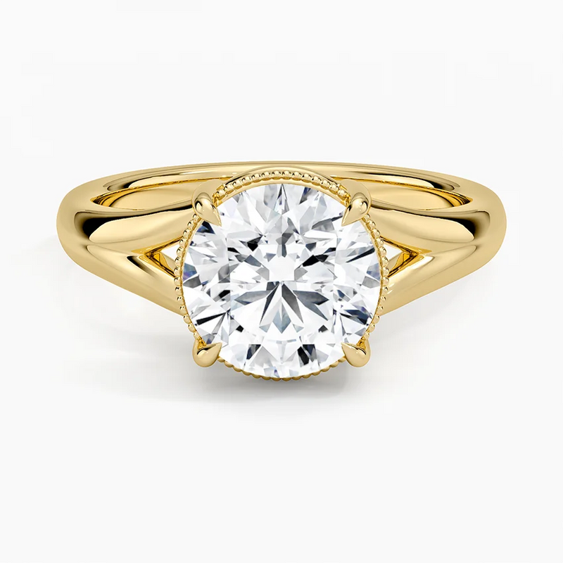 Cascade Round lab-grown diamond ring, top view, 2 carat