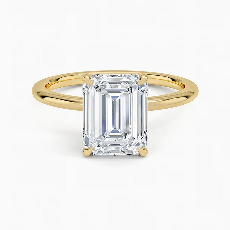 Cambria Emerald lab-grown diamond ring, top view, 2 carat