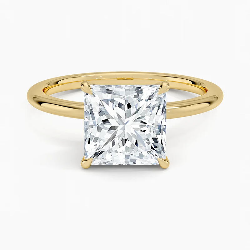 Daphne Princess lab-grown diamond ring, top view, 2 carat