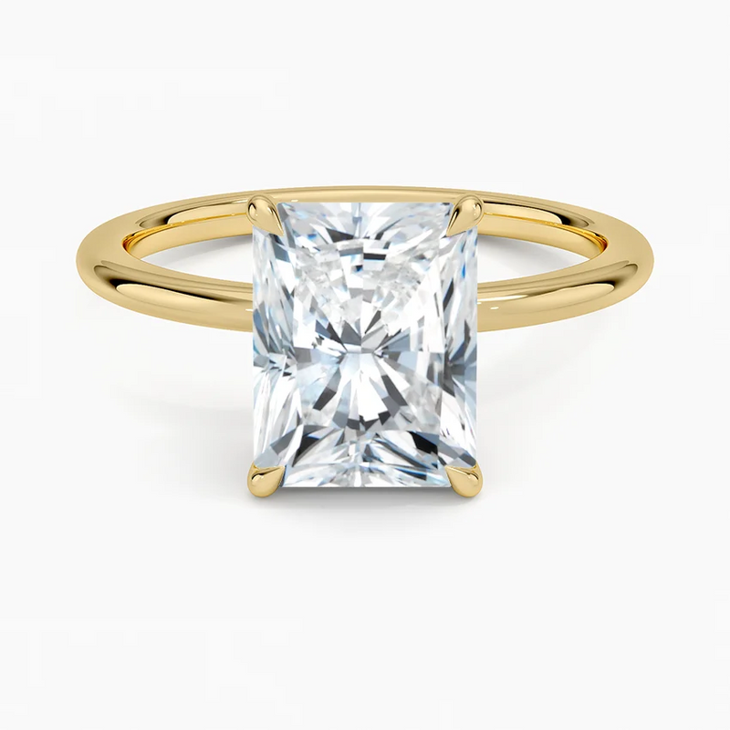 Eleanor Radiant lab-grown diamond ring, top view, 2 carat