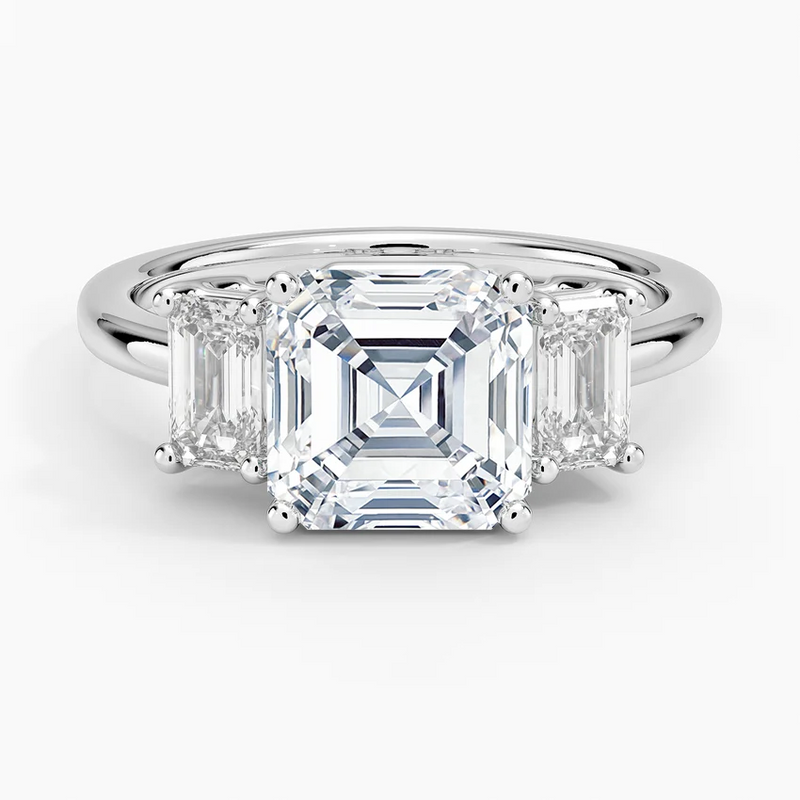 Felicity Asscher lab-grown diamond ring, top view, 2 carat
