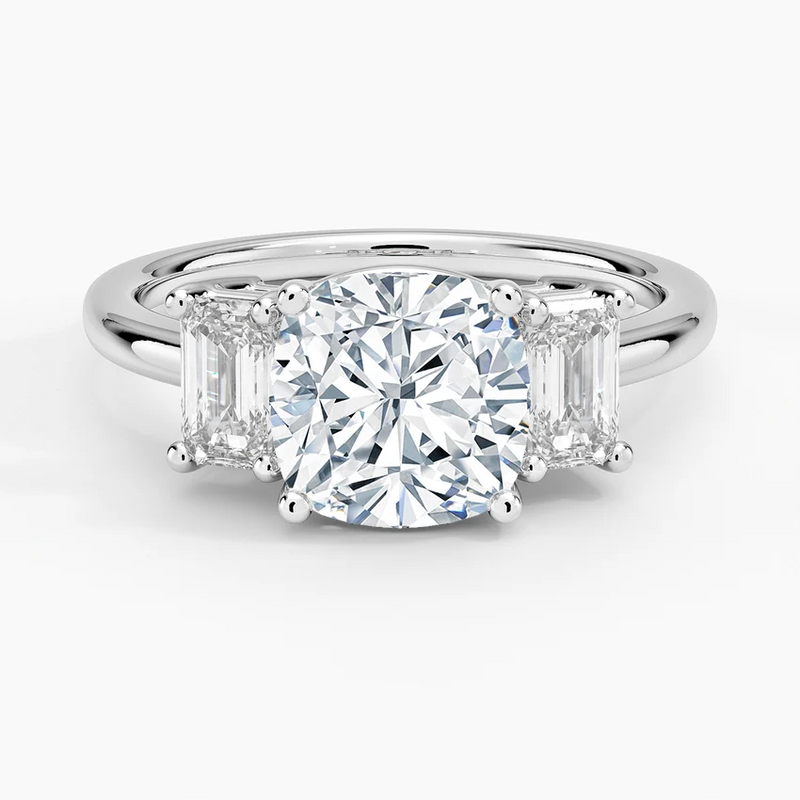 Harbor Springs Cushion lab-grown diamond ring, top view, 2 carat