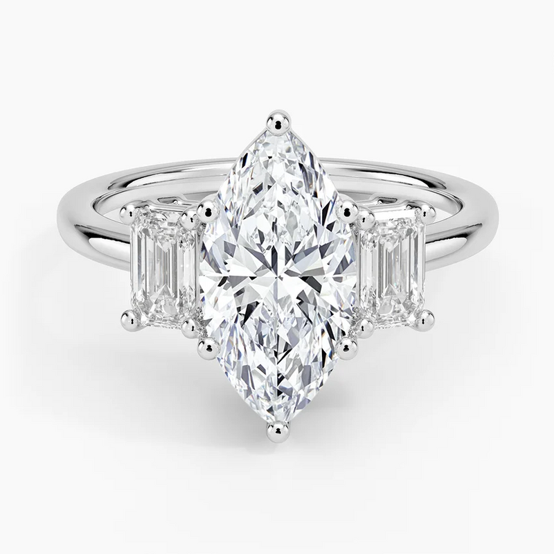 Gabrielle Marquise lab-grown diamond ring, top view, 2 carat