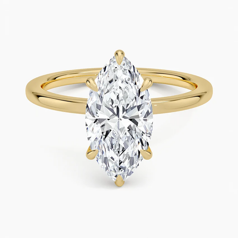 Grand Lake Marquise lab-grown diamond ring, top view, 2 carat