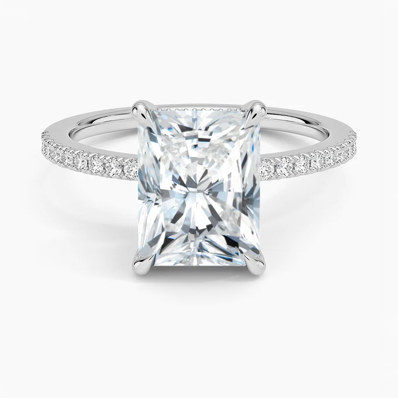 Bianca Radiant lab-grown diamond ring, top view, 2 carat