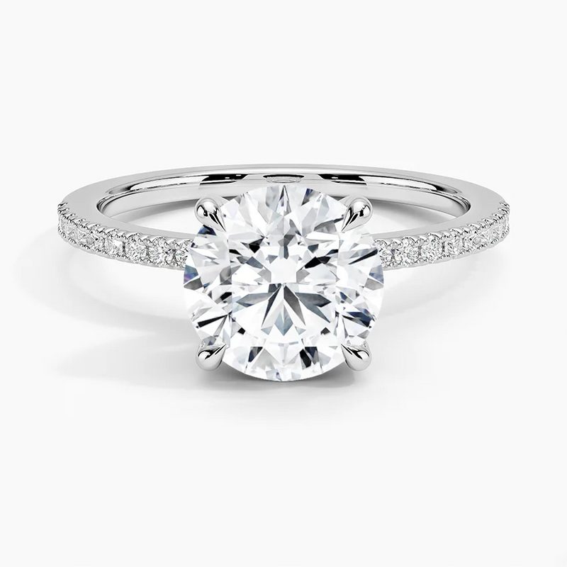Cecilia Round lab-grown diamond ring, top view, 2 carat