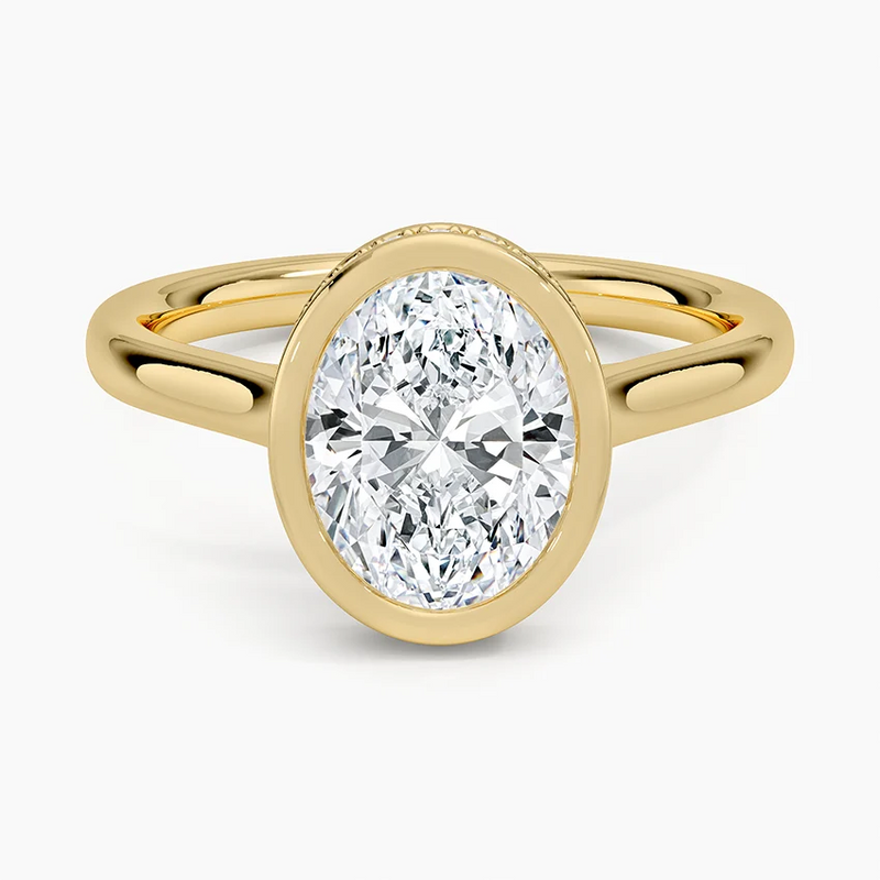 Venice Oval lab-grown diamond ring, top view, 2 carat