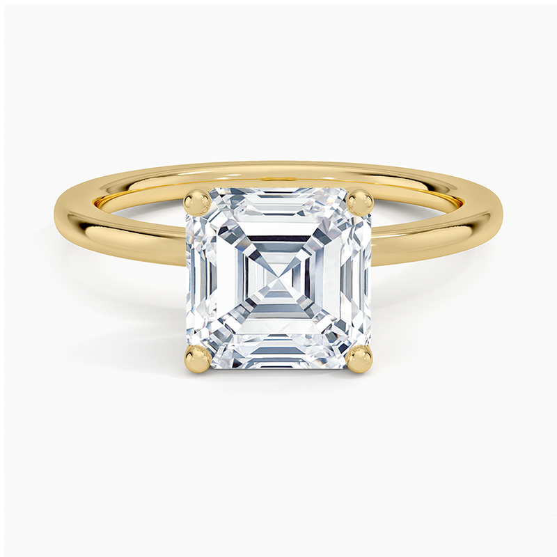 Imogen Asscher lab-grown diamond ring, top view, 2 carat
