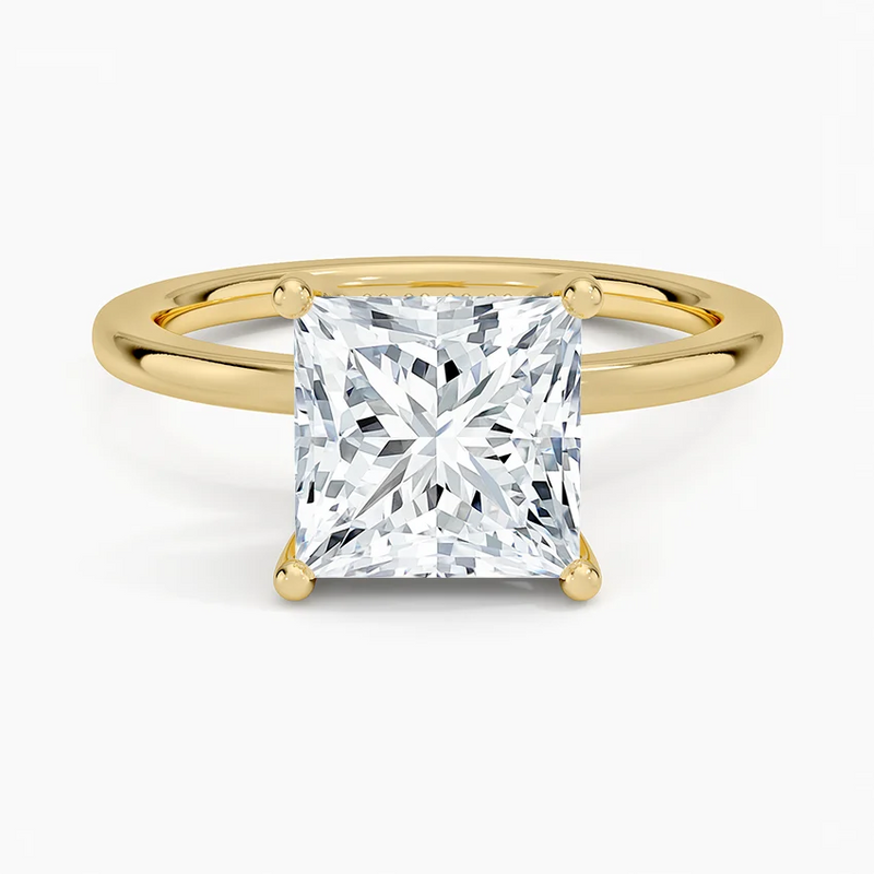 Lucille Princess lab-grown diamond ring, top view, 2 carat