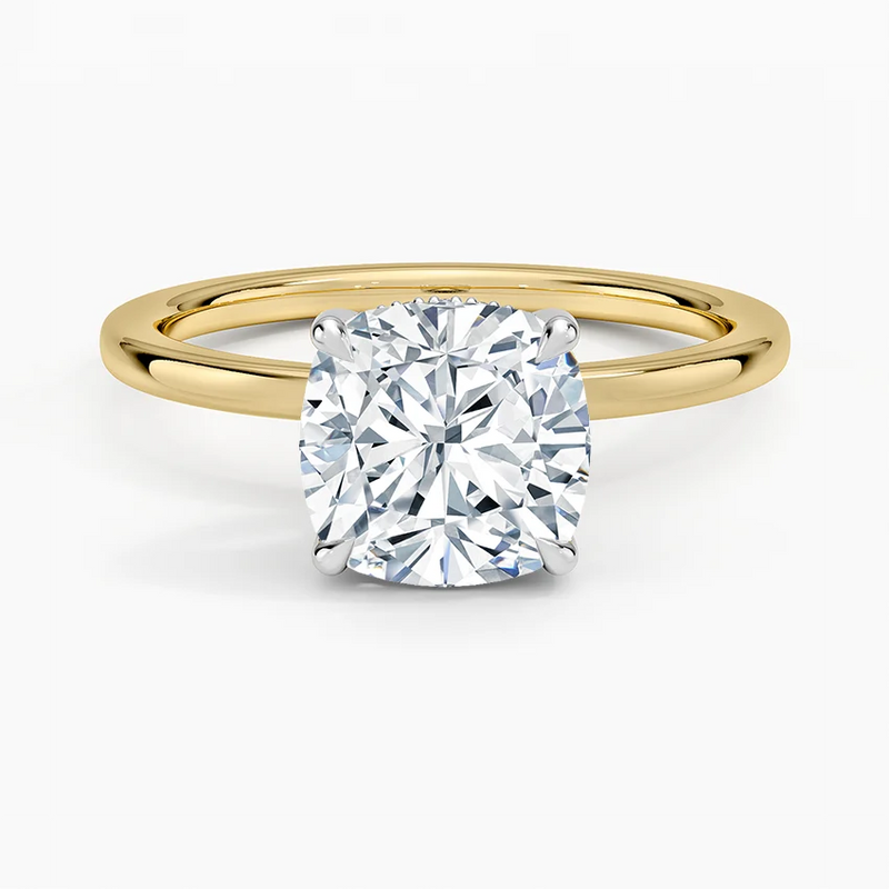 Naples Cushion lab-grown diamond ring, top view, 2 carat