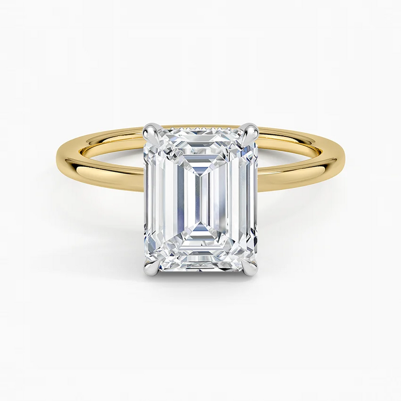 Winifred Emerald lab-grown diamond ring, top view, 2 carat