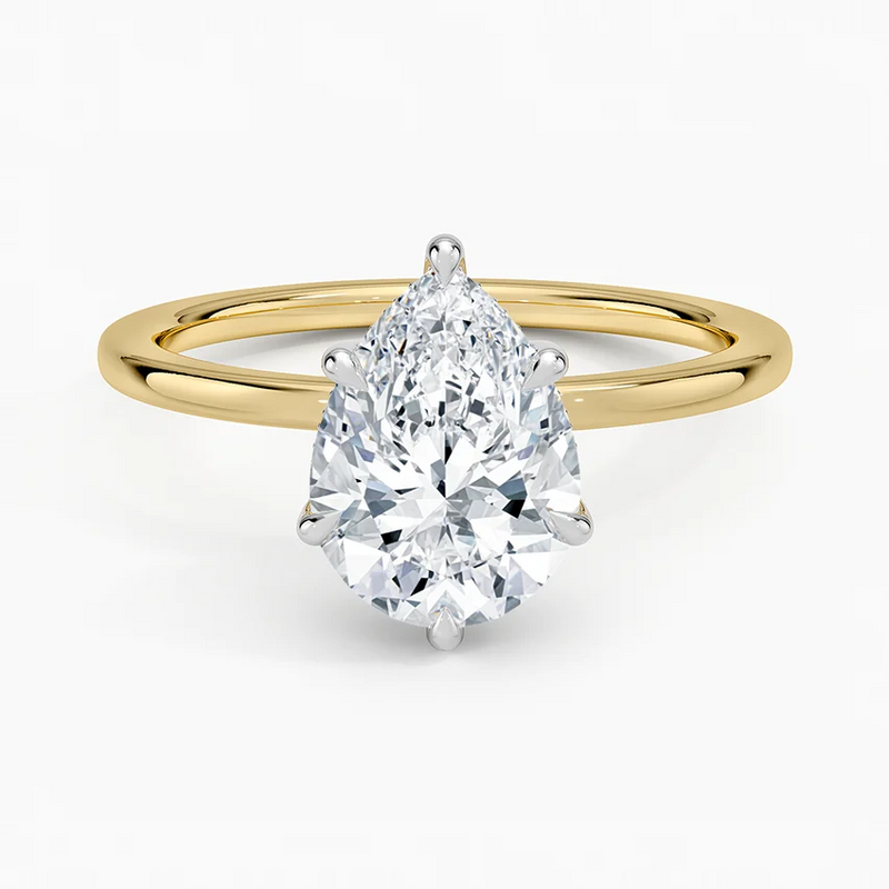 Charlotte Pear lab-grown diamond ring, top view, 2 carat