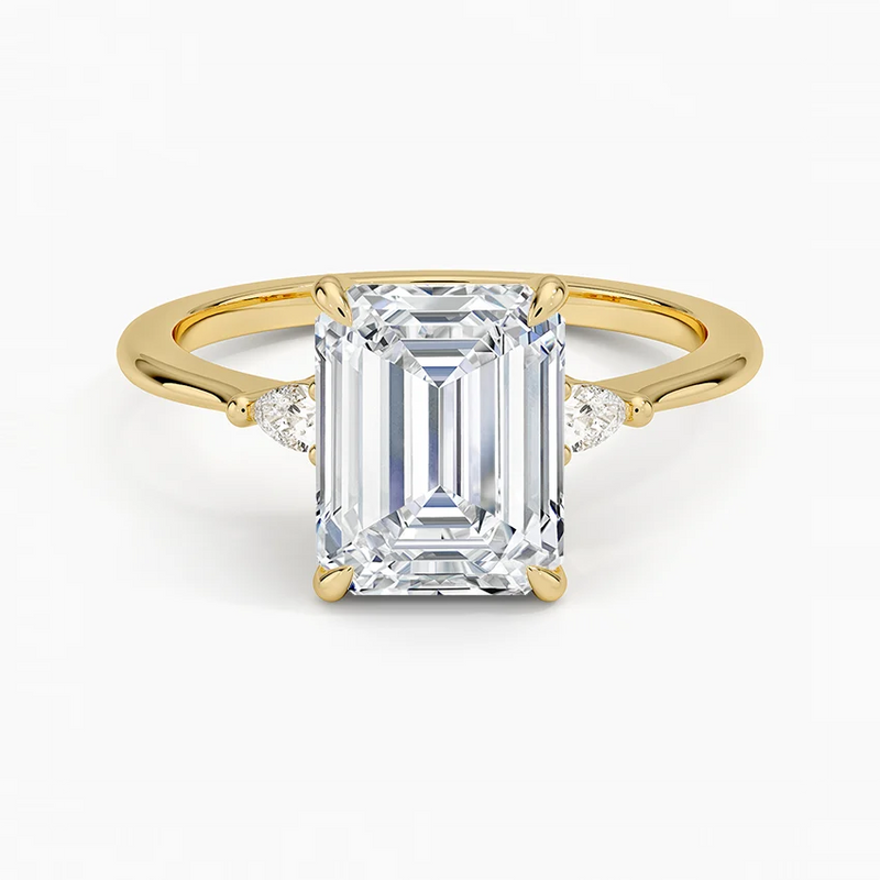 Ocean Springs Emerald lab-grown diamond ring, top view, 2 carat