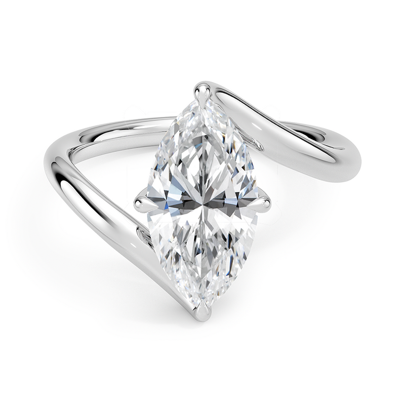 Glacier Marquise lab-grown diamond ring, top view, 2 carat