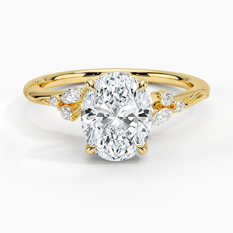Dahlia Oval lab-grown diamond ring, top view, 2 carat