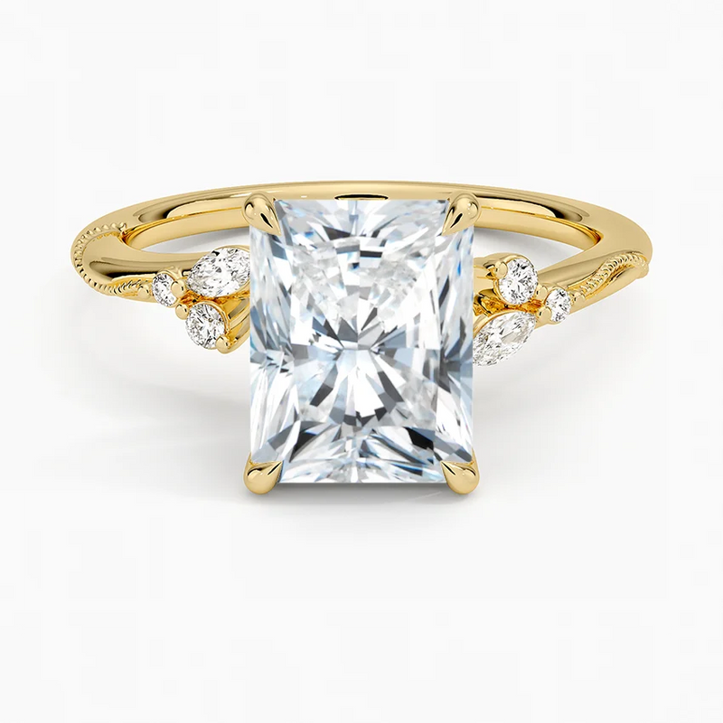 Zinnia Radiant lab-grown diamond ring, top view, 2 carat