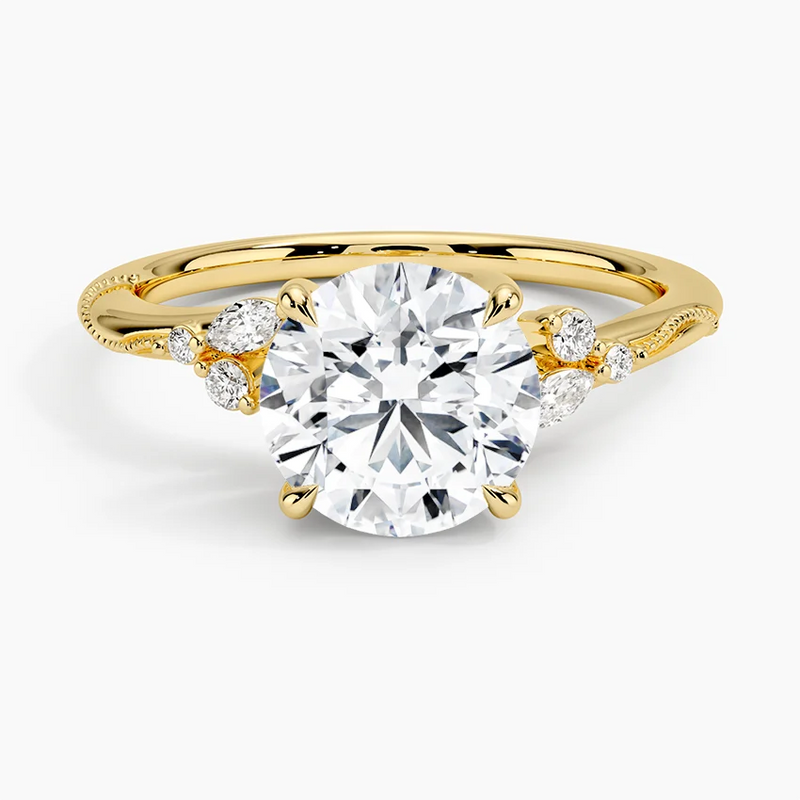 Ventura Round lab-grown diamond ring, top view, 2 carat