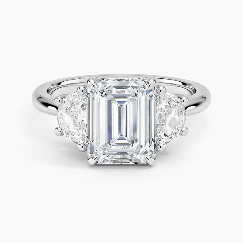 Wendy Emerald lab-grown diamond ring, top view, 2 carat
