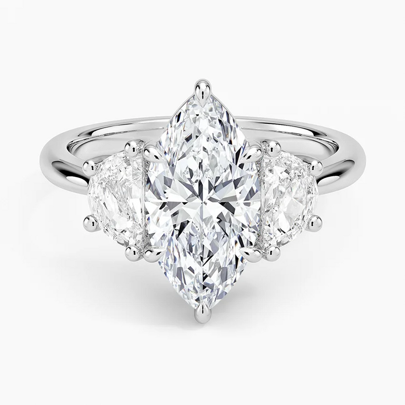 Anastasia Marquise lab-grown diamond ring, top view, 2 carat