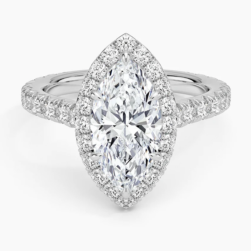 Irene Marquise lab-grown diamond ring, top view, 2 carat